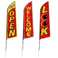 Open Flags for Business Advertising Feather Flag Kit Welcome