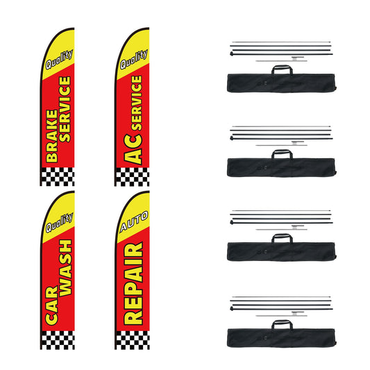 Auto Repair Advertising Feather Flag Kit Swooper Flags and Poles 16.3 FT