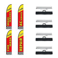Auto Repair Feather Flag Kit 16.3ft Swooper Banner Poles