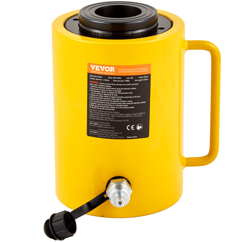 60T Hydraulic Cylinder Jack 50mm Single Acting Hollow Ram