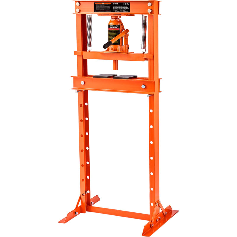 12 Ton Hydraulic H-Frame Floor Shop Press Orange Metal Bending