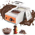 Chocolate Tempering Machine, 2 Tanks Chocolate Melting Pot with TEMP Control, 800W Stainless Steel Electric Commercial Food Warmer For Chocolate/Milk/Cream Melting and Heating