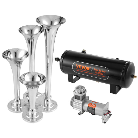 4 Trumpet Train Air Horn Kit 12V 150dB Pickup Truck 160psi