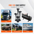 Train Horns Kit, 4 Trumpet Air Horn Kit, 150dB Train Horns for Pickup Trucks, 12V 120 psi Air Compressor 0.8 Gal/3 L Tank with Gauge for Any 12V Vehicle Car Truck Train Van Boat