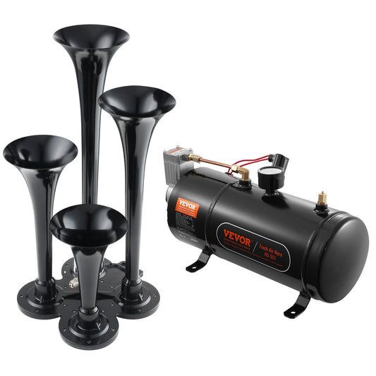 Train Horn Kit 12V 150dB 4 Trumpet Air Compressor 3L Tank Gauge