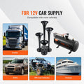 Train Horns Kit, 4 Trumpet Air Horn Kit, 150dB Train Horns for Pickup Trucks, 12V 120 psi Air Compressor 0.8 Gal/3 L Tank with Gauge for Any 12V Vehicle Car Truck Train Van Boat
