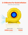 Inflatable Bounce House Blower 750W 0.8 1HP Commercial