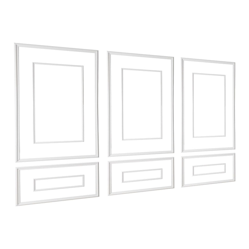 Wainscoting Panels 3 Pack White Dual-Line Polystyrene Wall Trim