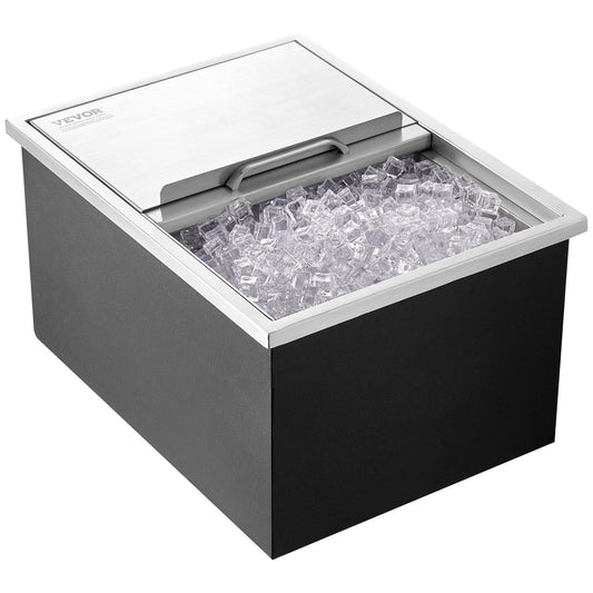 Stainless Steel Drop In Ice Chest 24" 40.9qt Cooler Sliding Cover