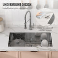 Kitchen Sink, 304 Stainless Steel Drop-In Sinks, Undermount Single Bowl Basin with Accessories(Pack of 3), Household Dishwasher Sinks for Workstation, RV, Prep Kitchen, and Bar Sink, 32 inch