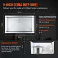 304 Stainless Steel Drop-In Sink Single Bowl 32 inch Undermount
