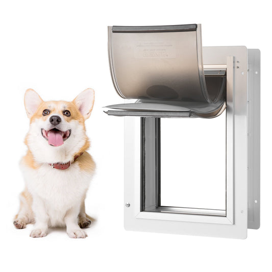 Pet Door Medium 31.2x43.5cm Metal Frame Lock 3-Flap White