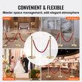 Stanchion Post with Velvet Rope, 4-Pack Crowd Control Stanchion with 3PCS 5FT Red Velvet Ropes, Stainless Steel Queue Barrier Line Divider with Fillable Base & Ball Top for Wedding Museum Party