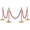 Stanchion Post with Velvet Rope, 4-Pack Crowd Control Stanchion with 3PCS 5FT Red Velvet Ropes, Stainless Steel Queue Barrier Line Divider with Fillable Base & Ball Top for Wedding Museum Party