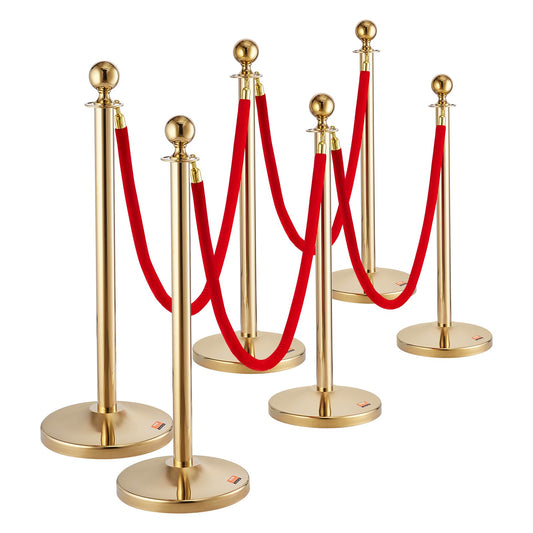Stanchion Post 6-Pack Stainless Steel Crowd Control Queue Barrier