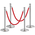 Stanchion Post 4-Pack Crowd Control Barrier Red Velvet Rope 5FT Queue