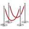 Stanchion Post 4-Pack Crowd Control Barrier Red Velvet Rope 5FT Queue