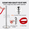 Stanchion Post 4-Pack Crowd Control Barrier Red Velvet Rope 5FT Queue