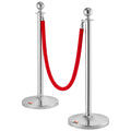 Stanchion Post 4-Pack Crowd Control Barrier Red Velvet Rope 5FT Queue
