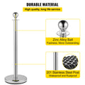 6PC Red Rope Stanchion Silver Post Crowd Control Barrier