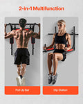 Wall Mounted Pull Up Bar Dip Station 440lbs Home Gym Fitness
