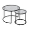Nesting Coffee Table Set of 2 600mm Round Glass Metal Frame