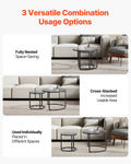 Nesting Coffee Table Set of 2 600mm Round Glass Metal Frame
