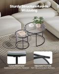 Nesting Coffee Table Set of 2 600mm Round Glass Metal Frame