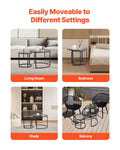 Nesting Coffee Table Set of 2 600mm Round Glass Metal Frame