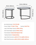 Nesting Coffee Table Set of 2 600mm Round Glass Metal Frame