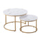 Nesting Coffee Table Set 2 700mm Round White Gold Metal Frame Living Room