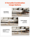 Nesting Coffee Table Set 2 700mm Round White Gold Metal Frame Living Room