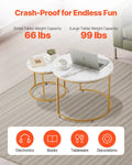 Nesting Coffee Table Set 2 700mm Round White Gold Metal Frame Living Room
