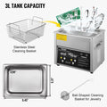 Digital Ultrasonic Cleaner 3L 220V 50kHz Stainless Steel Heater Timer