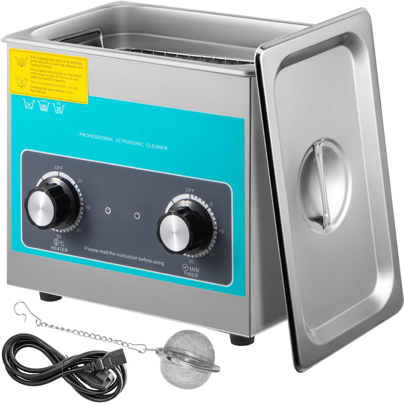 Knob 3L Ultrasonic Cleaner 40kHz Heater Timer Stainless Steel