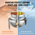 Roll Top Chafing Dish Buffet Set, 5.5L 2 Pack, Stainless Steel Chafer with 2 Full Size Pans, Round Catering Warmer Server with Lid Water Pan Stand Fuel Holder, for at Least 5 People Each
