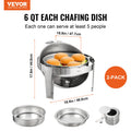 VEVOR Roll Top Chafing Dish 5.5L 2 Pack Stainless Steel Catering Warmer