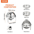 VEVOR Roll Top Chafing Dish 5.5L 2 Pack Stainless Steel Catering Warmer