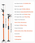 Cabinet Jack Support Pole 2-Pack 116-290cm Steel Telescopic 70kg