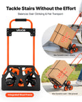 Stair Climbing Cart 54kg Capacity Folding Trolley 6 Wheels Bungee