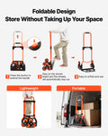 Stair Climbing Cart 54kg Capacity Folding Trolley 6 Wheels Bungee