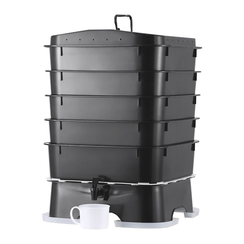 Worm Composter 5-Tray 50L Worm Farm Bin Indoor Outdoor