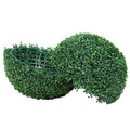 Boxwood Topiary Trees 2 Pieces Ball Shape Artificial Plants Green