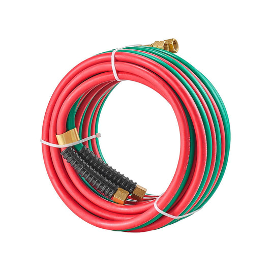 Oxygen Acetylene Hose, 1/4-Inch x 25FT Oxy Acetylene Hose with 9/16"-18 LH/RH B Fittings, R Grade Welding Torch Twin Hose with 300PSI Maximum Working Pressure for Cutting Soldering Brazing