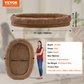 Human Size Dog Bed 1825x1220mm Washable Faux Rabbit Fur