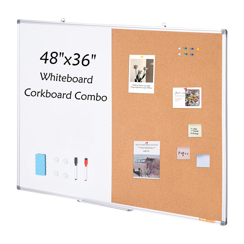 Whiteboard Cork Board Combo 48x36 Magnetic Dry Erase Wall Mount