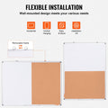 Whiteboard Cork Board Combo 48x36 Magnetic Dry Erase Wall Mount