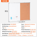 Whiteboard Cork Board Combo 48x36 Magnetic Dry Erase Wall Mount