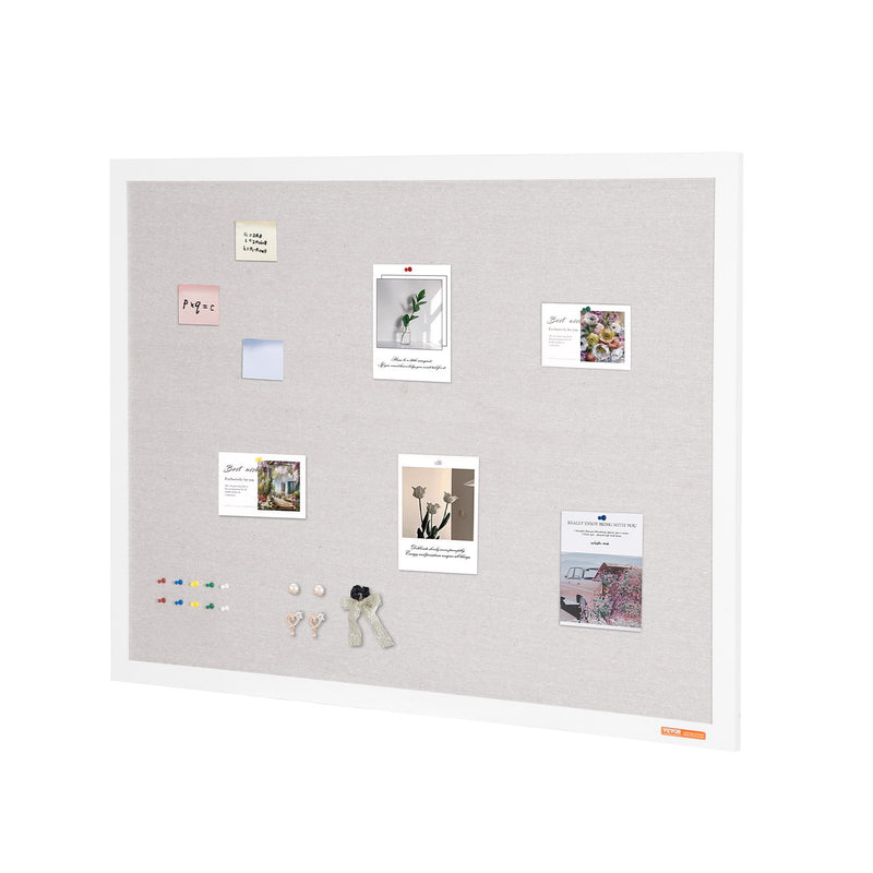 Cork Board 48x36 White Linen Wall Mounted Bulletin Noticeboard