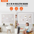 Cork Board 48x36 White Linen Wall Mounted Bulletin Noticeboard